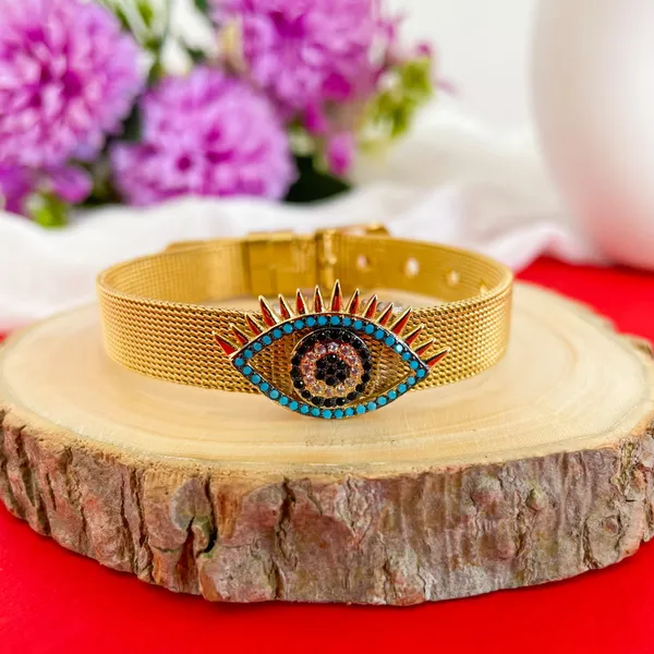 Gold_Plated_18K_Micro_Evil_Eye_Belt_Bracelet_For_Women