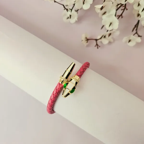 Pink_&_Golden_Leather_Serpents_Whisper_Bracelet_For_Women