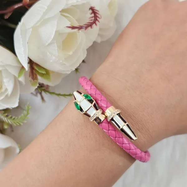 Pink_&_Golden_Leather_Serpents_Whisper_Bracelet_For_Women