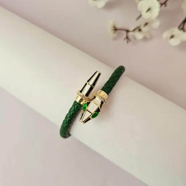 Green_&_Golden_Leather_Serpents_Whisper_Bracelet_For_Women