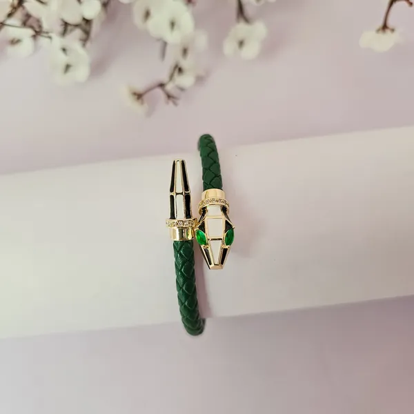 Green_&_Golden_Leather_Serpents_Whisper_Bracelet_For_Women