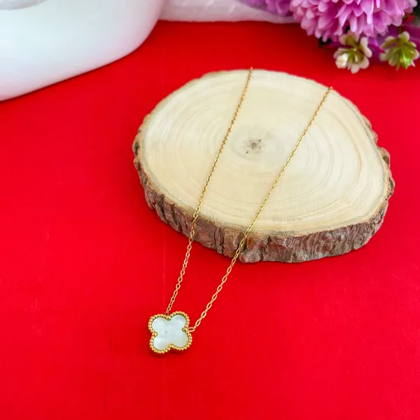 Gold_Plated_18K_Micro_Single_Clover_White_Chain_For_Women