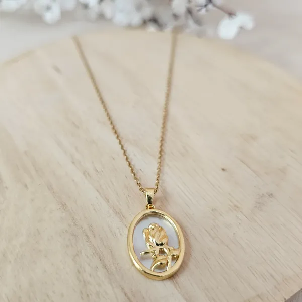 Gold_Plated_18K_Micro_Oval_White_Necklace_For_Women
