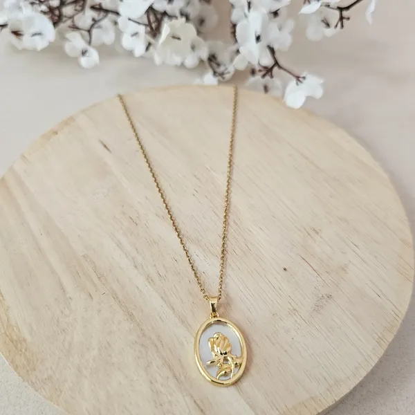 Gold_Plated_18K_Micro_Oval_White_Necklace_For_Women
