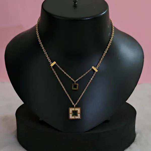 Gold_Plated_18K_Micro_Emerald_Double_Pendant_For_Women