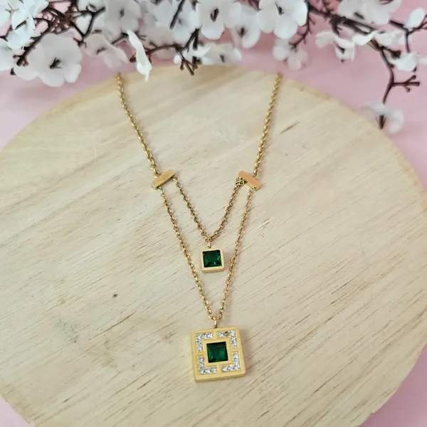 Gold_Plated_18K_Micro_Emerald_Double_Pendant_For_Women