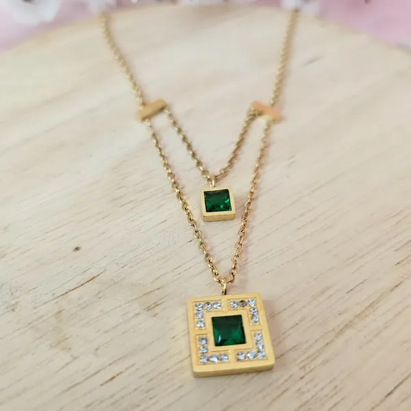 Gold_Plated_18K_Micro_Emerald_Double_Pendant_For_Women