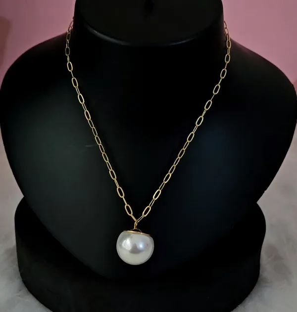 White_Gold_Plated_18K_Micro_Pearl_Chain_For_Women