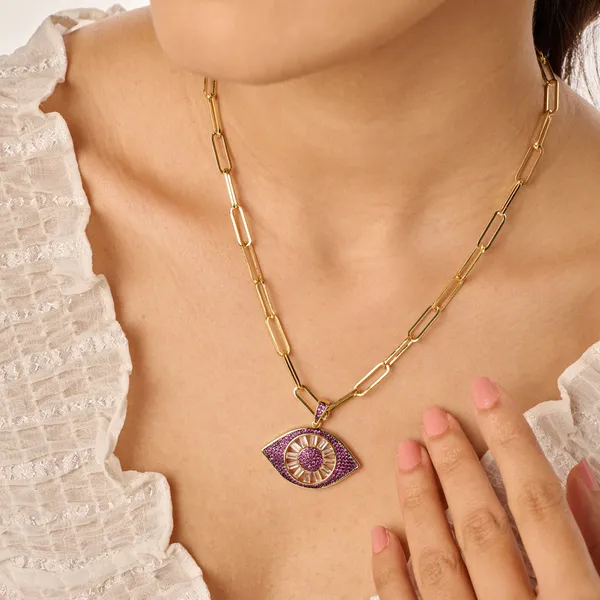 Pink_Gold_Plated_18K_Micro_Evil-Eye_Chunky_Chain_For_Women