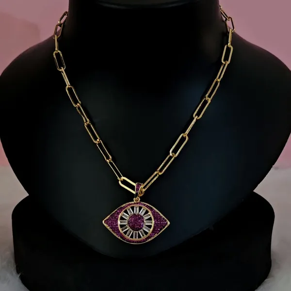 Pink_Gold_Plated_18K_Micro_Evil-Eye_Chunky_Chain_For_Women