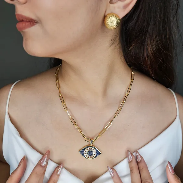 Blue_Gold_Plated_18K_Micro_Evil-Eye_Chunky_Chain_For_Women