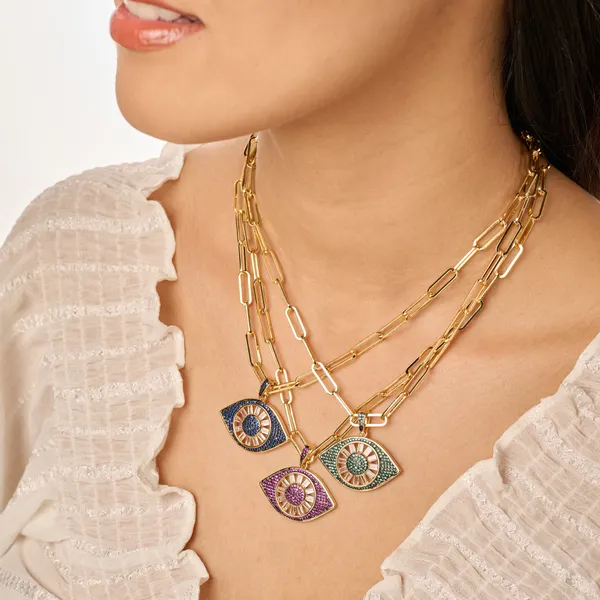 Blue_Gold_Plated_18K_Micro_Evil-Eye_Chunky_Chain_For_Women