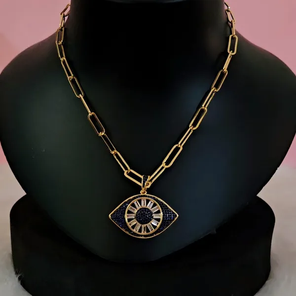 Blue_Gold_Plated_18K_Micro_Evil-Eye_Chunky_Chain_For_Women