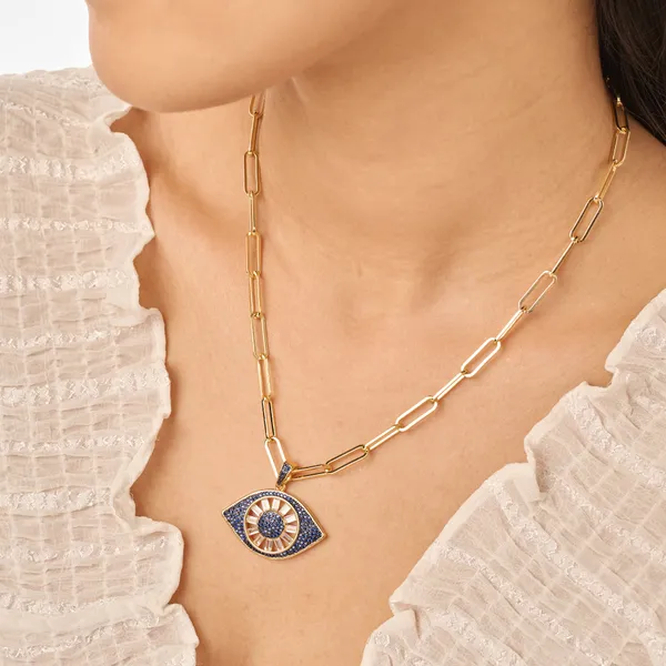 Blue_Gold_Plated_18K_Micro_Evil-Eye_Chunky_Chain_For_Women