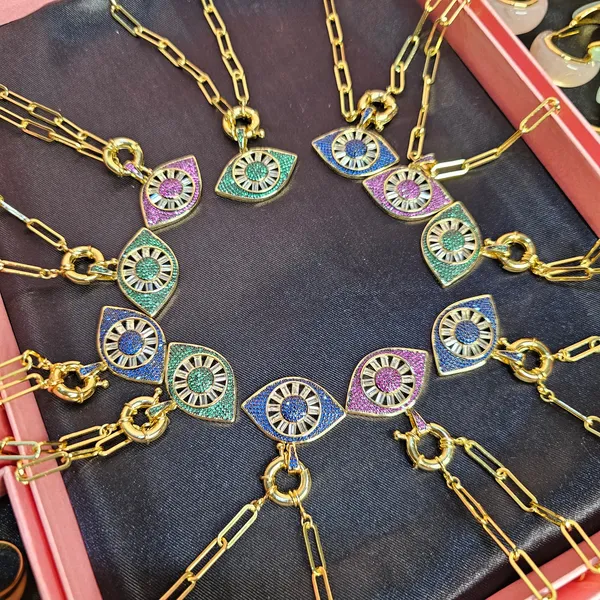 Green_Gold_Plated_18K_Micro_Evil-Eye_Chunky_Chain_For_Women