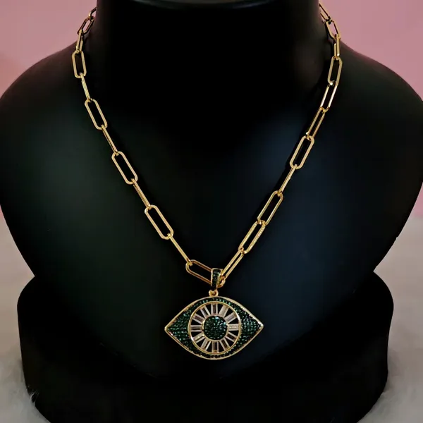 Green_Gold_Plated_18K_Micro_Evil-Eye_Chunky_Chain_For_Women
