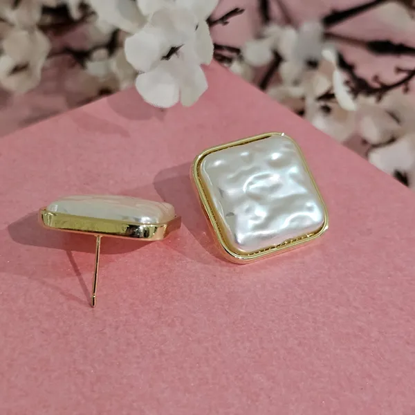 Gold_Plated_18K_Micro_Pearl_Square_Studs_For_Women