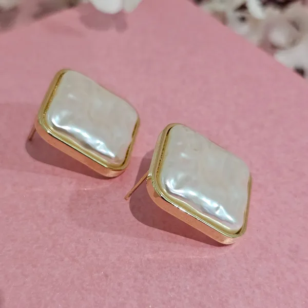 Gold_Plated_18K_Micro_Pearl_Square_Studs_For_Women