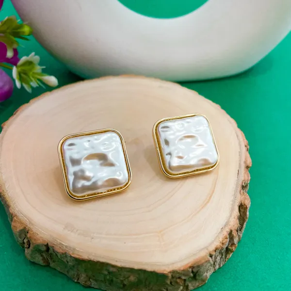 Gold_Plated_18K_Micro_Pearl_Square_Studs_For_Women