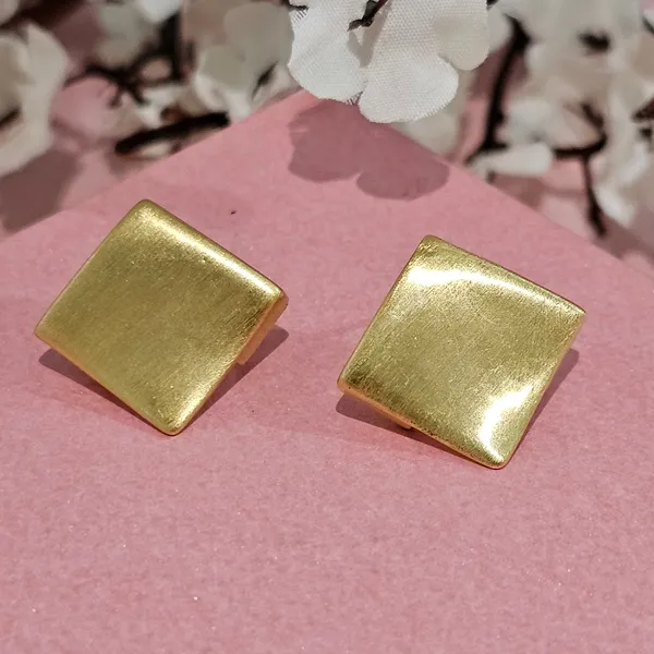 Gold_Plated_18K_Micro_Square_Matte_Earrings_For_Women