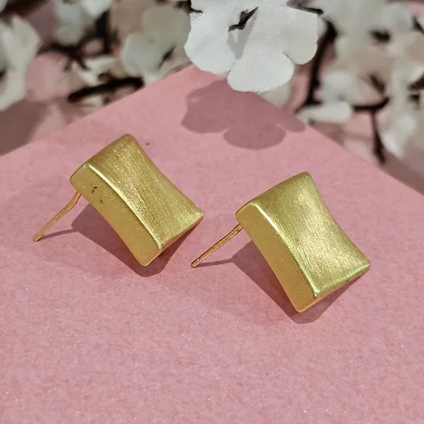 Gold_Plated_18K_Micro_Square_Matte_Earrings_For_Women