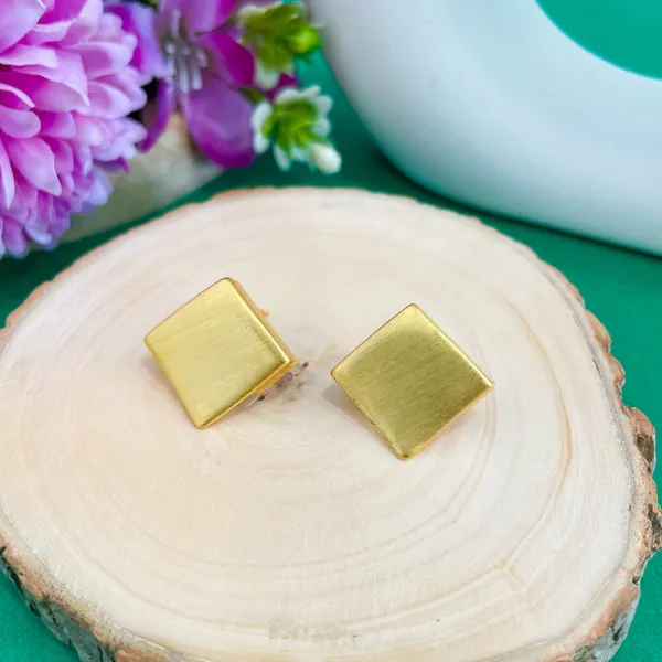 Gold_Plated_18K_Micro_Square_Matte_Earrings_For_Women