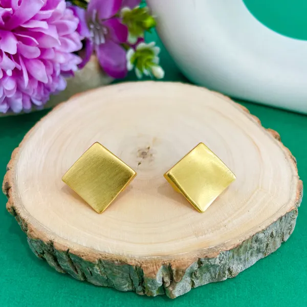 Gold_Plated_18K_Micro_Square_Matte_Earrings_For_Women
