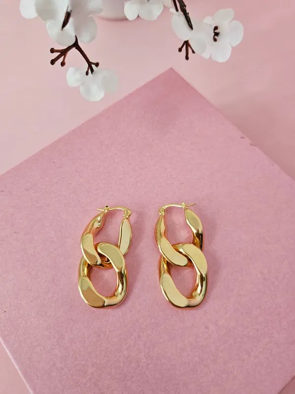 Gold_Plated_18K_Micro_Curb_Chain_Hoops_Earrings_For_Women