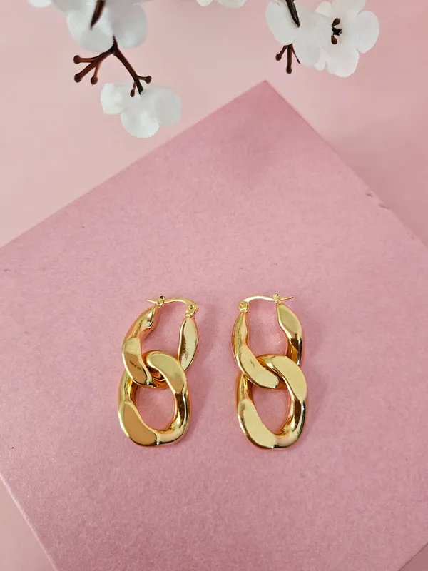 Gold_Plated_18K_Micro_Curb_Chain_Hoops_Earrings_For_Women