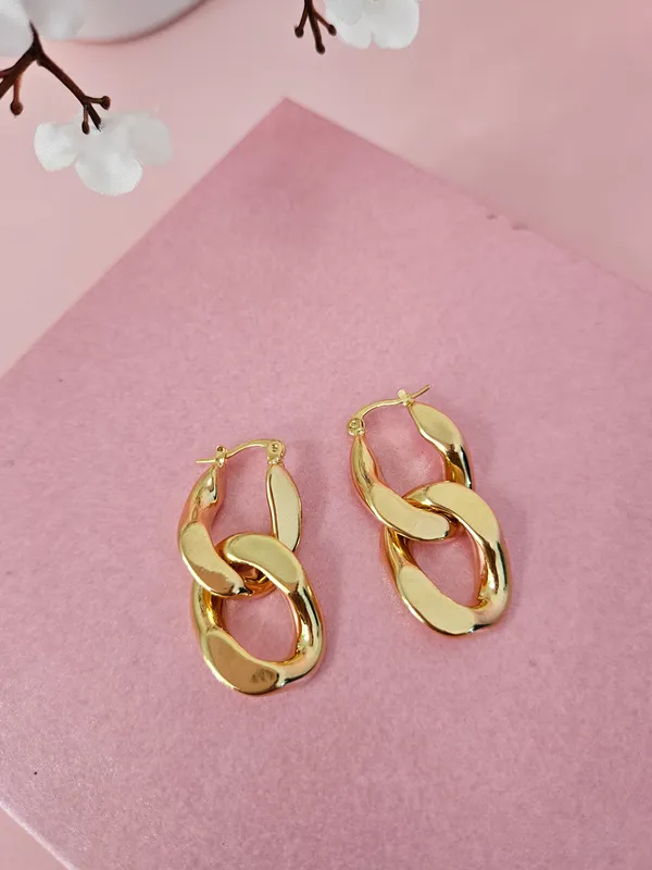 Gold_Plated_18K_Micro_Curb_Chain_Hoops_Earrings_For_Women