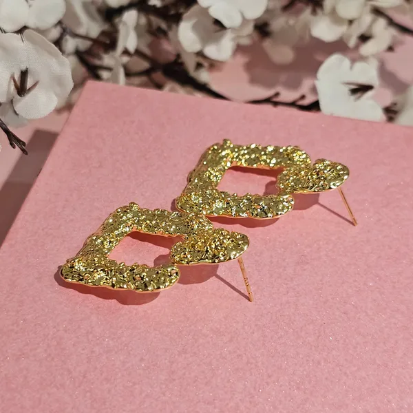 Gold_Plated_18K_Micro_Square_Hammered_Earrings_For_Women