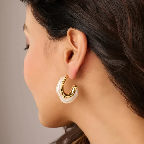 Gold_Plated_18K_Micro_White_Pearl_Hoops_For_Women