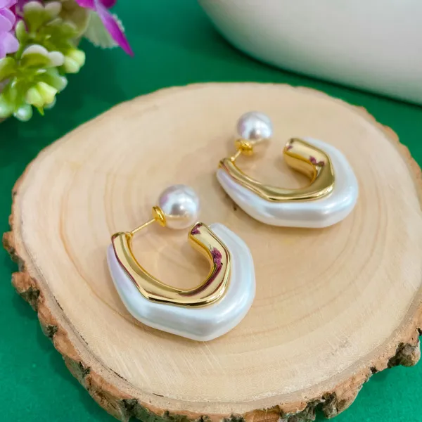 Gold_Plated_18K_Micro_White_Pearl_Hoops_For_Women