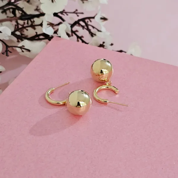 Gold_Plated_18K_Micro_Playful_Double_Ball_Hoop_Earrings_For_Women