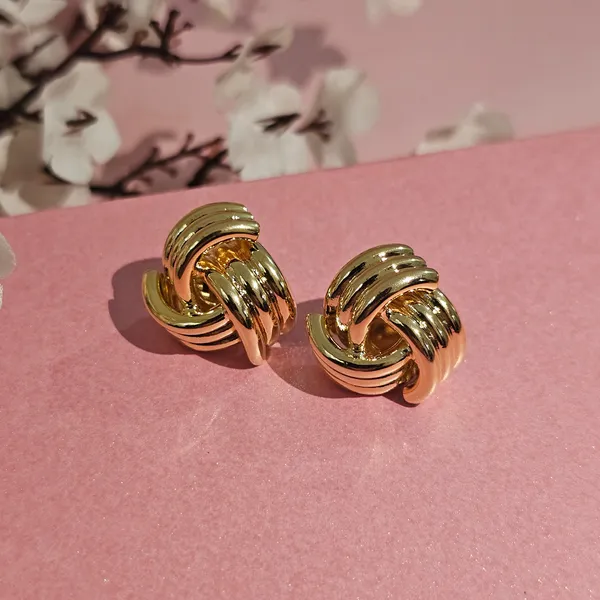 Gold_Plated_18K_Micro_Golden_Knot_Stud_Earrings_For_Women