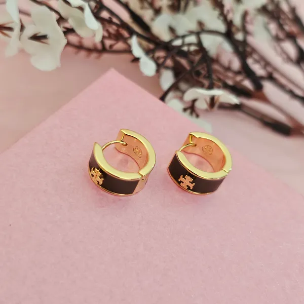 Brown_Gold_Plated_18K_Micro_Tory_Burch_Miller_Hoop_Earrings_For_Women