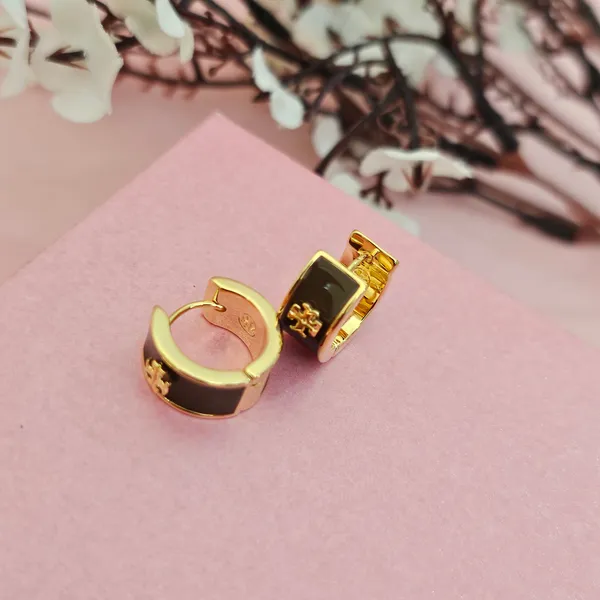 Brown_Gold_Plated_18K_Micro_Tory_Burch_Miller_Hoop_Earrings_For_Women