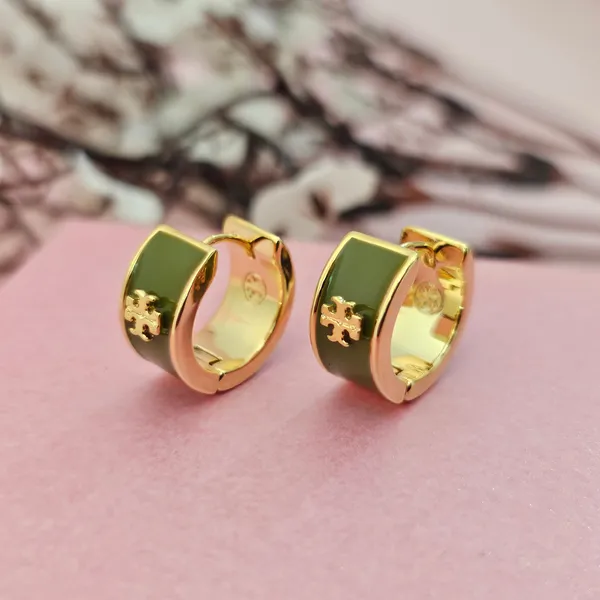 Green_Gold_Plated_18K_Micro_Tory_Burch_Miller_Hoop_Earrings_For_Women