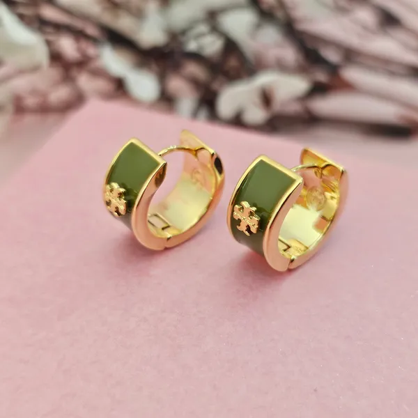 Green_Gold_Plated_18K_Micro_Tory_Burch_Miller_Hoop_Earrings_For_Women