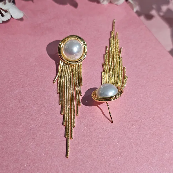 Gold_Plated_18K_Micro_Luminous_Pearl_Tassel_Earrings_For_Women