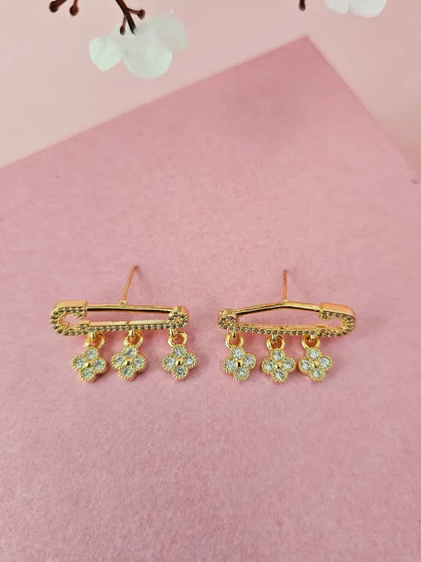Gold_Plated_18K_Micro_Safety_Pin_Earrings_For_Women