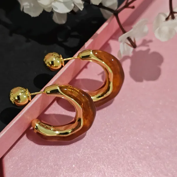 Gold_Plated_18K_Micro_Brown_Half_Circle_Hoop_For_Women