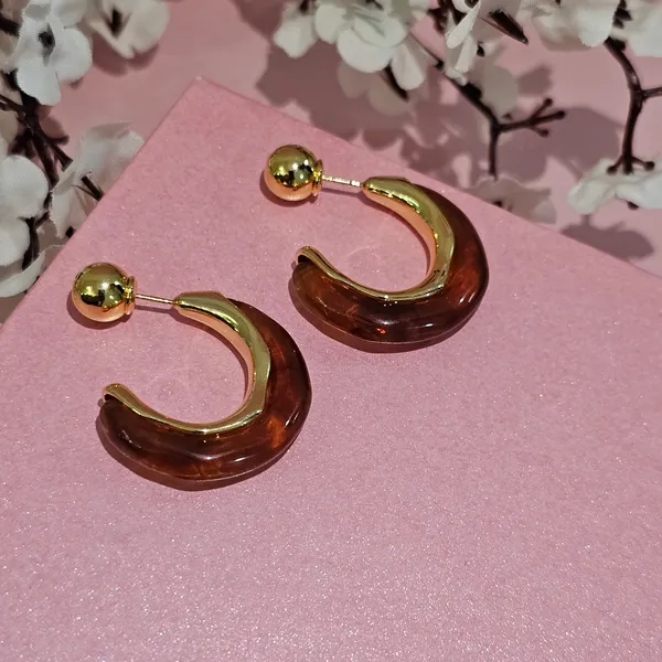 Gold_Plated_18K_Micro_Brown_Half_Circle_Hoop_For_Women
