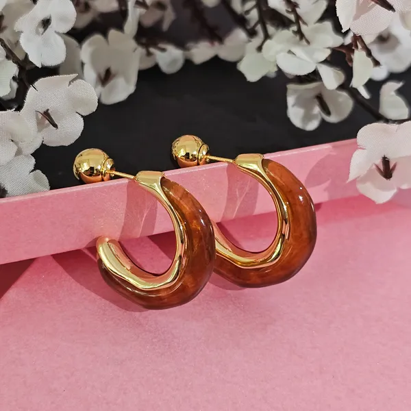 Gold_Plated_18K_Micro_Brown_Half_Circle_Hoop_For_Women