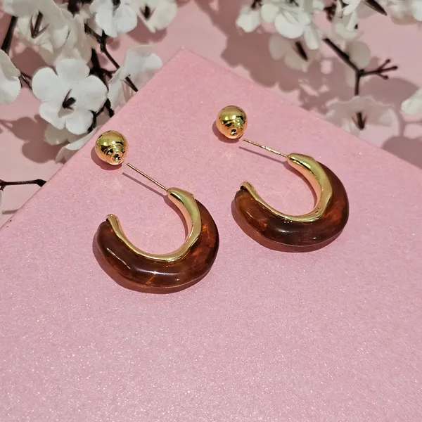 Gold_Plated_18K_Micro_Brown_Half_Circle_Hoop_For_Women