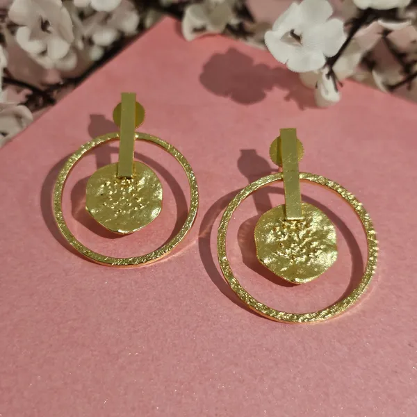 Golden_Handmade_Brass_Round_Hammered_Earings_For_Women