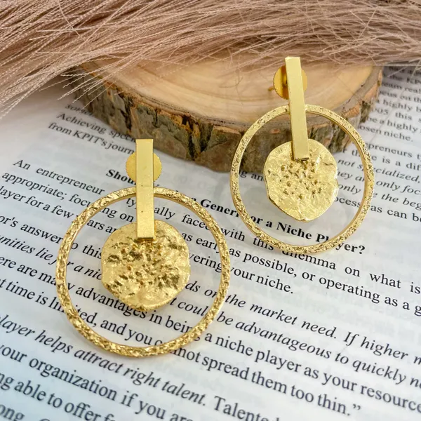 Golden_Handmade_Brass_Round_Hammered_Earings_For_Women