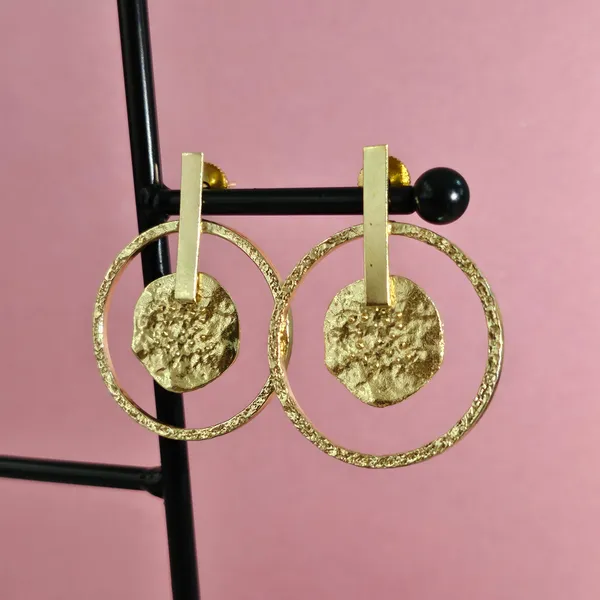 Golden_Handmade_Brass_Round_Hammered_Earings_For_Women