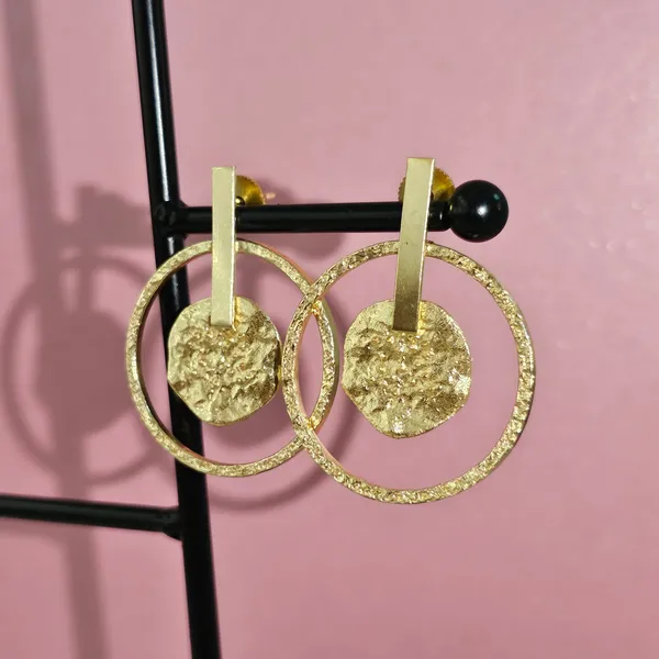 Golden_Handmade_Brass_Round_Hammered_Earings_For_Women