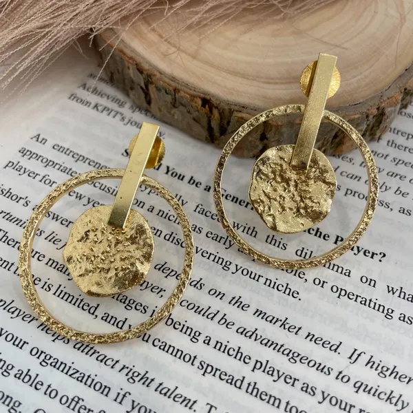 Golden_Handmade_Brass_Round_Hammered_Earings_For_Women
